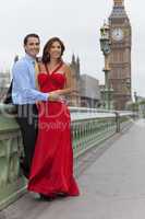 Romantic Couple on Westminster Bridge by Big Ben, London, Englan