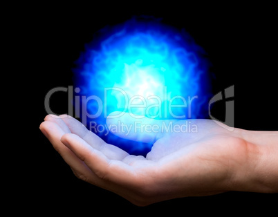 blue fireball on hand
