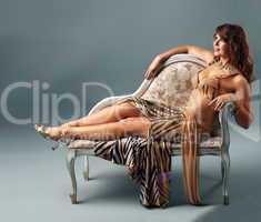 arabian dancer relax on  old-styled chair