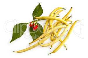 Yellow beans with a flower