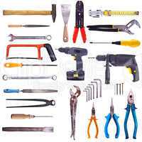 Large Collection Of Used Tools - Completely Isolated On White, Very High Detail.