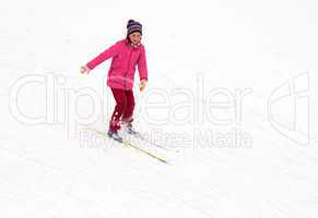 Bright girl Skiing