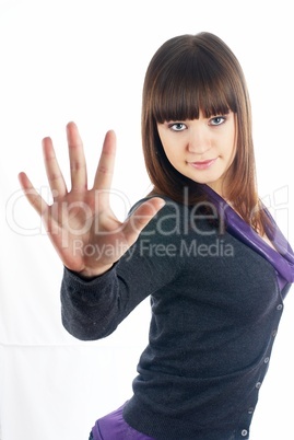 Girl with stop gesture