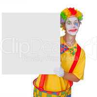 Clown mit Werbetafel