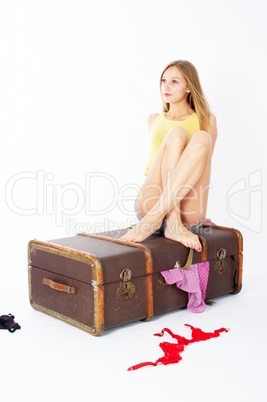 Pretty woman with suitcase