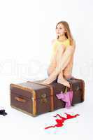 Pretty woman with suitcase