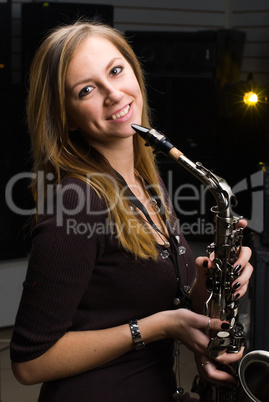 Woman with saxophone