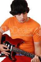 Teen boy with guitar.