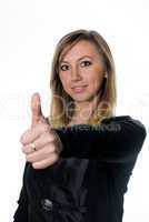 business woman doing the ok sign