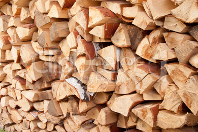 A stack of birch wood