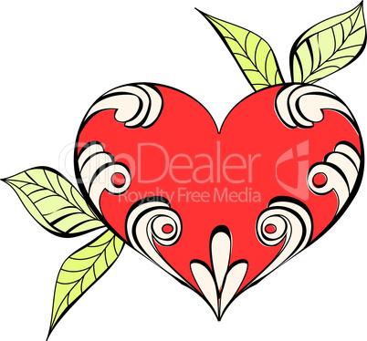Red heart with floral element