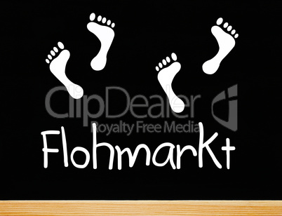 Flohmarkt - Konzept Bild mit Fußabdrücken