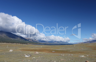 Mountain lake Khoton Nuur in Mongolian Altai