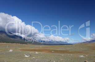 Mountain lake Khoton Nuur in Mongolian Altai