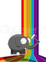 Elephant painting a rainbow