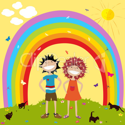 Rainbow and kids
