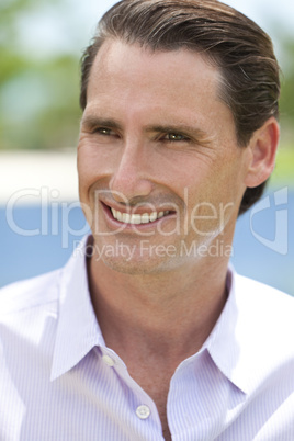 Outdoor Portrait of Happy Handsome Middle Aged Man