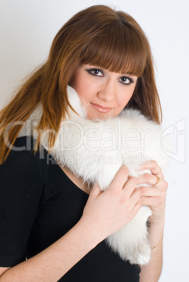 Girl wearing white fur