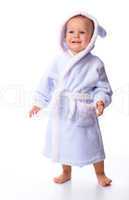 Cute child in bathrobe