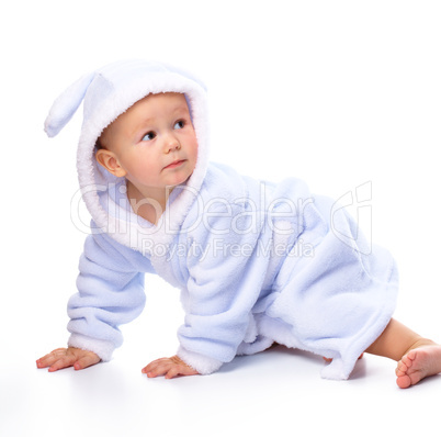 Cute child in bathrobe