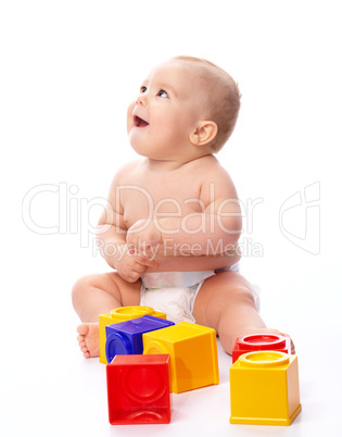 Little boy with building bricks