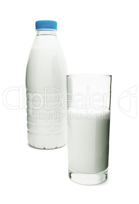 Milk bottle and glass