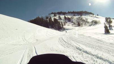 Snowmobile trail into sun HD GP 1