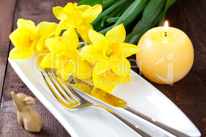 Tischgedeck mit Narzissen / table setting with daffodils