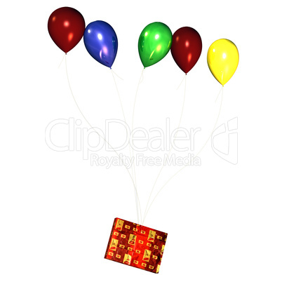 bunte luftballons mit geschenk