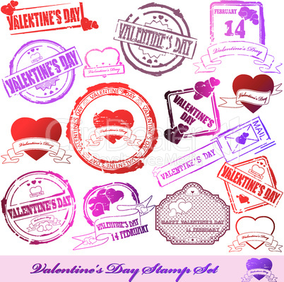 Set of Valentine Day stamps