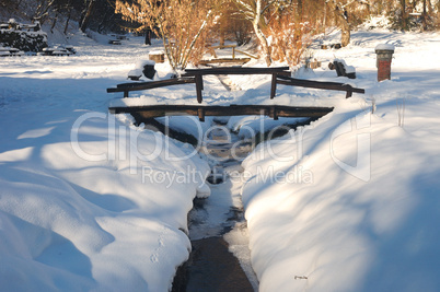 Wooden bridge and brook