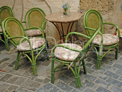 Tisch und Stühle in Rethymnon