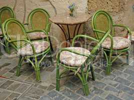 Tisch und Stühle in Rethymnon