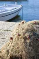 Fishing net and boat