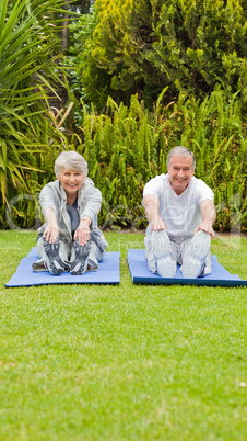 Senior couple doing their streches