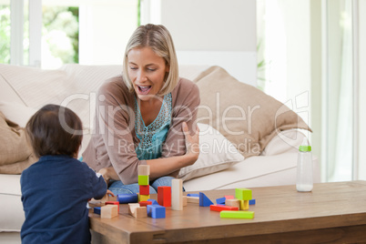 Mother playing with her child