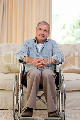 Senior man in his wheelchair