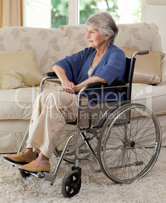 Retired woman in her wheelchair