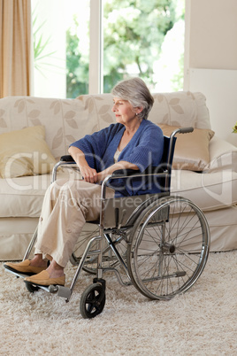 Retired woman in her wheelchair