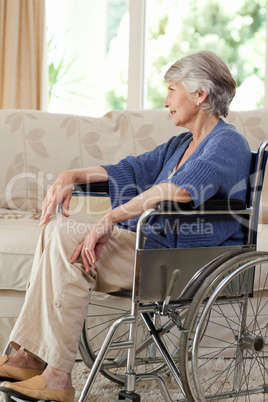 Retired woman in her wheelchair