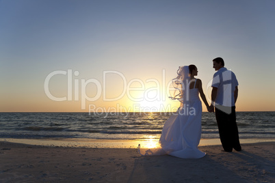 Bride & Groom Married Couple Sunset Beach Wedding