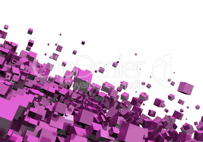 3D - Hintergrund - Fliegende Würfel Pink 08