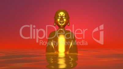 Buddha im Wasser - Gold Rot 01