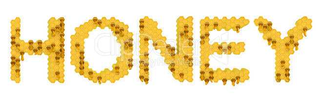 Honey: yellow honeycomb letters