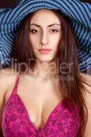 Pretty young girl face in hat
