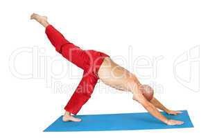 Yoga. Man doing exercises, isolated on white