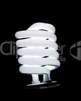 spiral fluorescent lamp isolated on black