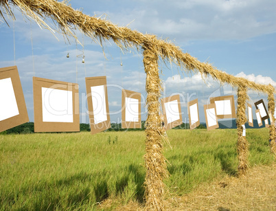 Gallery in the field with empty frames