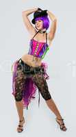 Disco Girl dance in color corset