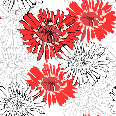 Seamless pattern with peony flowers